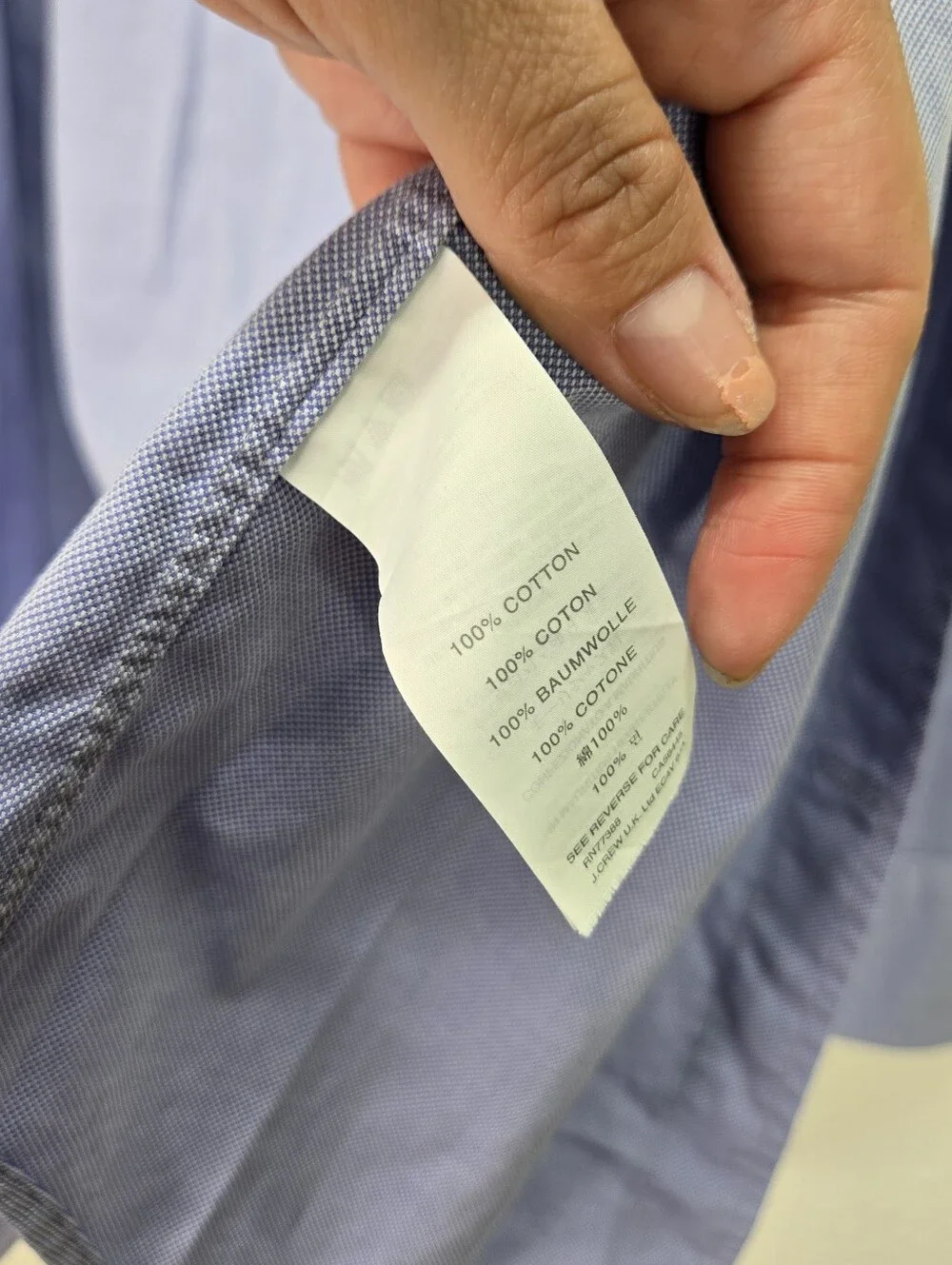 J.Crew Button Down Mens L Blue Thomas Mason Slim Fit 44174 Long Sleeve Oxford